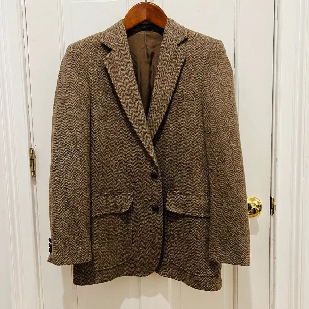 VTG Men’s Imperial By Haggar Wool Tweed Herringbone Blazer Jacket 38 R USA